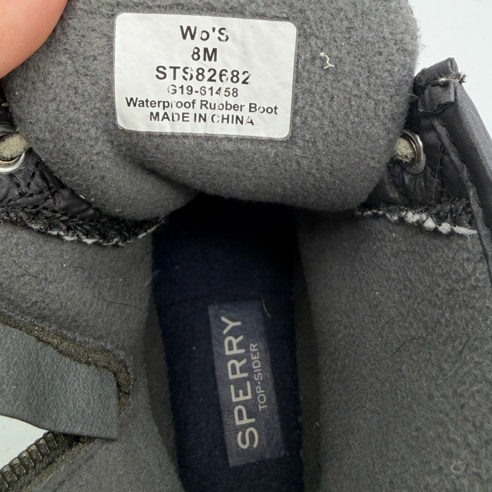 Sperry Saltwater Quilted Duck Boots Women’s 8 Grey Waterproof Zip Lace - Picture 7 of 8